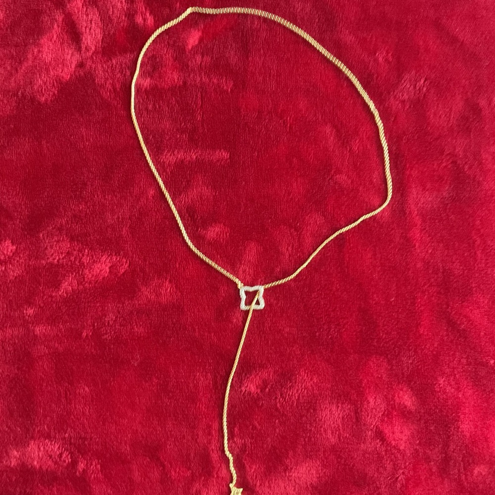 David Yurman Diamond & 18K Gold “Y” Lariat Slider Quatrefoil Necklace